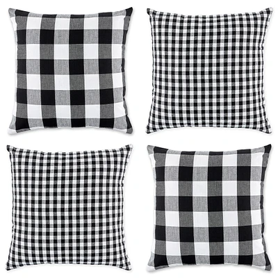 Contemporary Home Living Set of 4 and White Gingham and Buffalo Check Pillow Covers 18