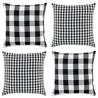 Contemporary Home Living Set of 4 and White Gingham and Buffalo Check Pillow Covers 18