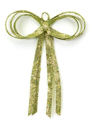 Melrose 16" Green Glitter Drenched Bow Christmas Decor