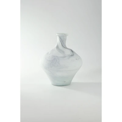CC Home Furnishings 10" White Smoke Glass Tabletop Flower Vase