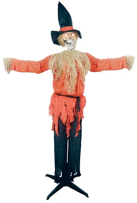 The Costume Center 6' Orange and Black Animated Standing Scarecrow Halloween Prop