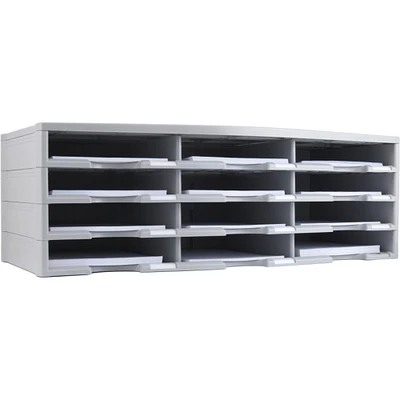 Storex 12-Compartment Literature Organizer/Document Sorter, Gray (Drop Ship Approved Packing) (replaces 61601U01C)