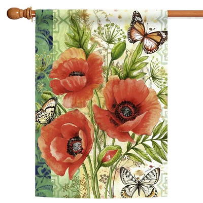 Toland Home Garden Poppie and Butterfly Delight Outdoor House Flag 40" x 28"