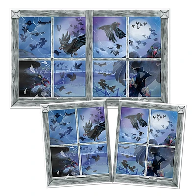 Party Central Pack of 6 Blue and Gray Bird Attack Insta-View Halloween Wall Decors 64"