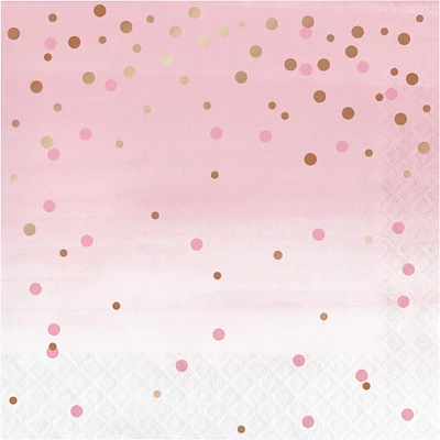 Party Central Club Pack of 192 Pink and Beige Polka Dotted Square 3-Ply Luncheon Napkins 12.75"