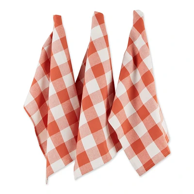 Contemporary Home Living Set of 3 Vintage Red and White Buffalo Check Dish Towel, 30"