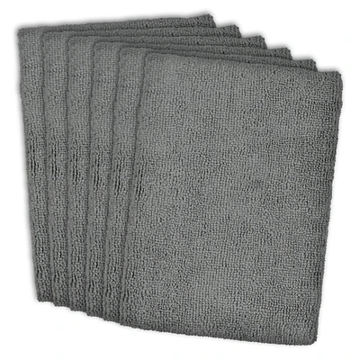 Contemporary Home Living Set of 6 Solid Gray Popcorn Microfiber Rectangular Dish Towels 23.75" x 15.75"