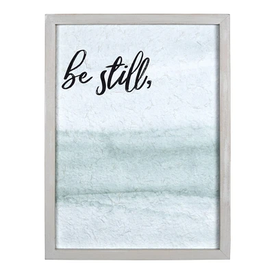 Contemporary Home Living 15.75" Green and Black Traditional Textured Be Still Framed Wall Art