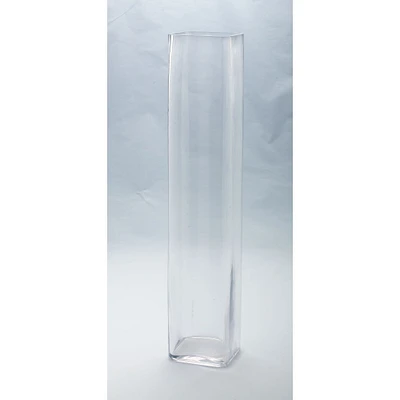 CC Home Furnishings 24" Clear Handblown Glass Square Flower Vase