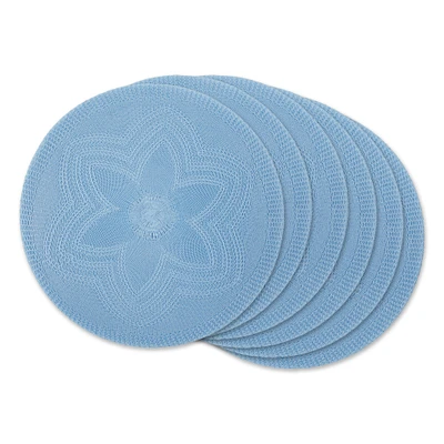 Contemporary Home Living Set of 6 Decorative Woven Round Placemats