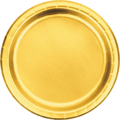 Party Central Club Pack of 96 Gold Solid Round Party Plates 9"