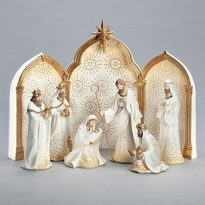 Roman Set of 9 Nativity Scene Christmas Tabletop Figurines 11.5"