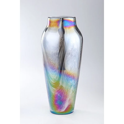 CC Home Furnishings 16" Multi-Color Abstract Pattern Shiny Glass Floral Bud Vase