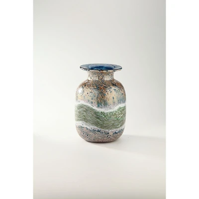 CC Home Furnishings 11.5" Rustic Striped Hand Blown Glass Vase