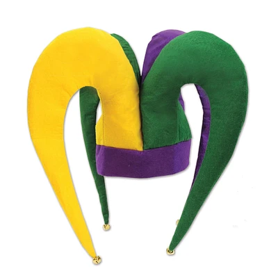 Party Central Pack of 6 Green and Purple Mardi Gras Inspired Jester Party Hats - One Size