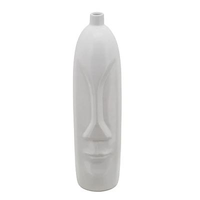 Kingston Living 18" Solid White Ceramic Face Vase