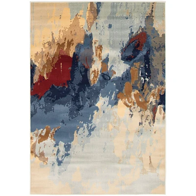 Chaudhary Living 7.75' x 10' Blue and Brown Abstract Rectangular Area Throw Rug
