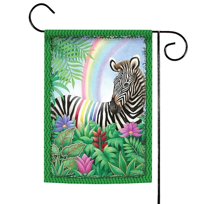 Toland Home Garden Zebra and a Rainbow Outdoor Garden Flag 18" x 12.5"