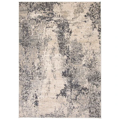 Chaudhary Living 5.25' x 7.25' Gray and Cream Distressed Abstract Rectangular Area Throw Rug