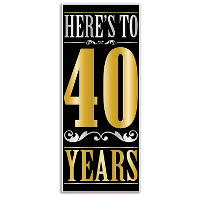 Party Central Club Pack of 12 Black and Gold Traditional 'Here's to 40 Years' Door Covers 6'