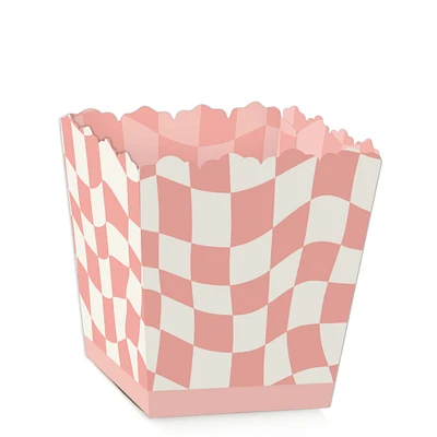 Big Dot of Happiness Pink Checkered Party - Party Mini Favor Boxes - Treat Candy Boxes - Set of 12