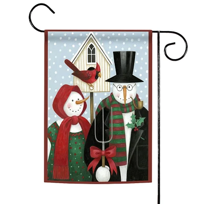 Toland Home Garden Christmas Snowman Gothic Outdoor Garden Flag 18" x 12.5"