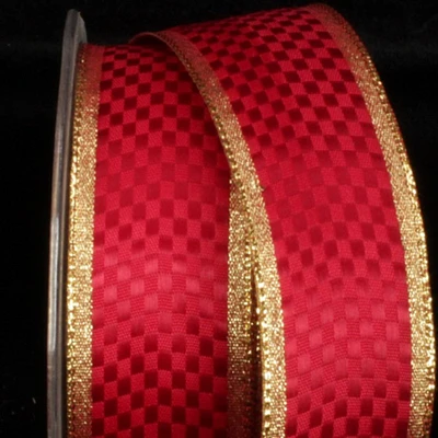 The Ribbon People and Gold Woven Checkered Wired Craft Ribbon 1.5" x 27 Yards