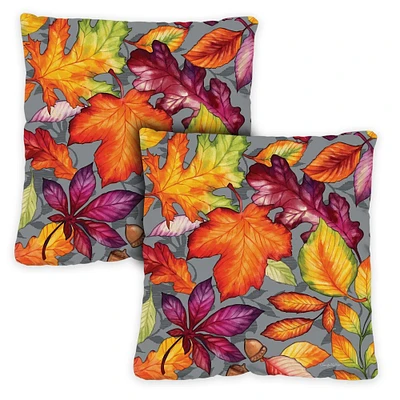 Toland Home Garden Set of 2 Fall Leaves Outdoor Patio Throw Pillow Covers 18”