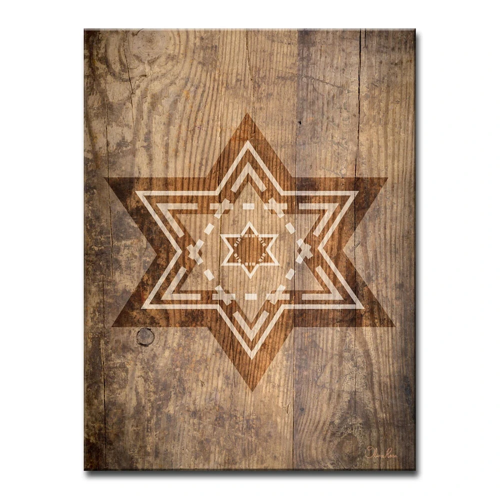 Crafted Creations Brown Star of David IX Rectangular Wall Art Decor 16" x 12"