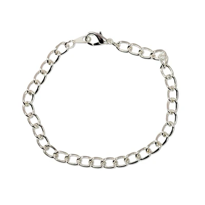 Charm Bracelet 5mm Curb Link 7.25" Silver Plated (1-Piece)