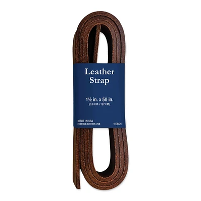 Realeather Leather Strap - Brown, 1-1/2" x 50"