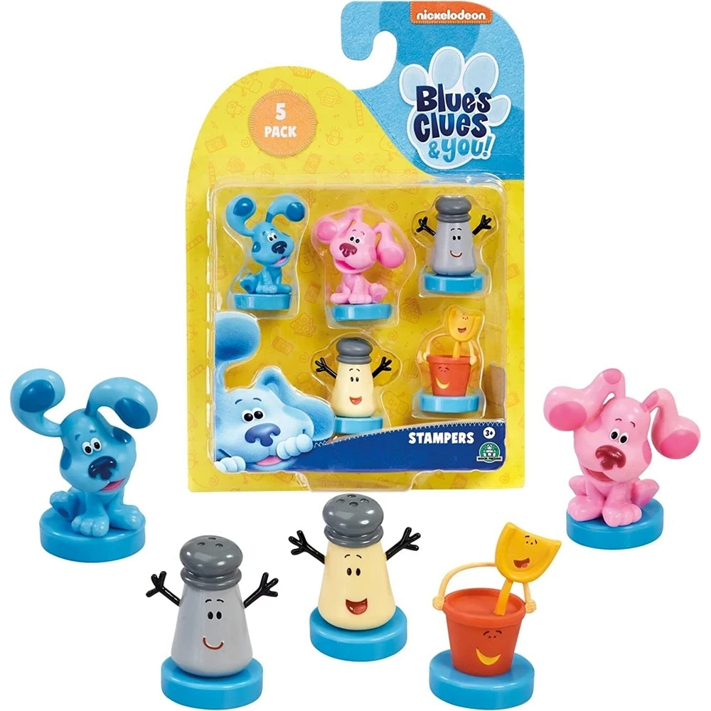 PMI International Blues Clues Stamps 5pk Shovel Pail Mrs Pepper Mr Salt Magenta Figure Set