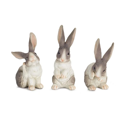 Melrose Set of 6 Bashful Rabbit Tabletop Figurines 6.5”
