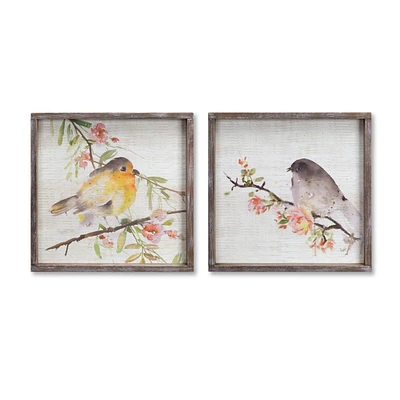 Melrose Set of 2 Bird Square Wall Plaques 16.5”