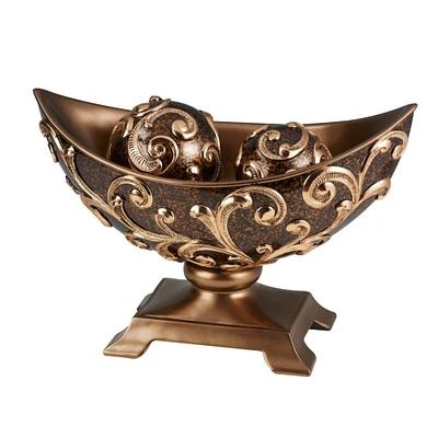 15.75" Long Polyresin Decorative Bowl "Odysseus", Baroque Style