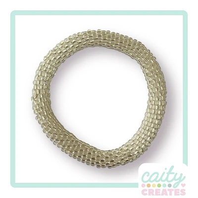 Crystal Silver Hand Crocheted Seed Bead Bracelet