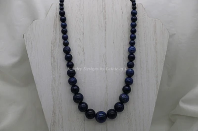 Natural Lapis Lazuli Graduated Round Beads Necklace LPN-1