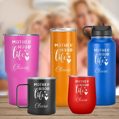 Motherhood Life Personalized Name Tumbler, Mother day, Birthday Gifts for So Daughter, Mom Mug