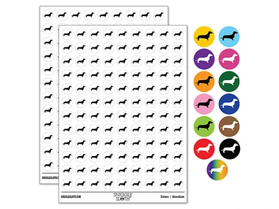 Smooth Haired Dachshund Dog Solid 0.50" Round Sticker Pack