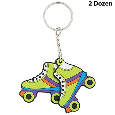 Roller Skate Pair Rubber Keychains - 12 Count 11/2 inches