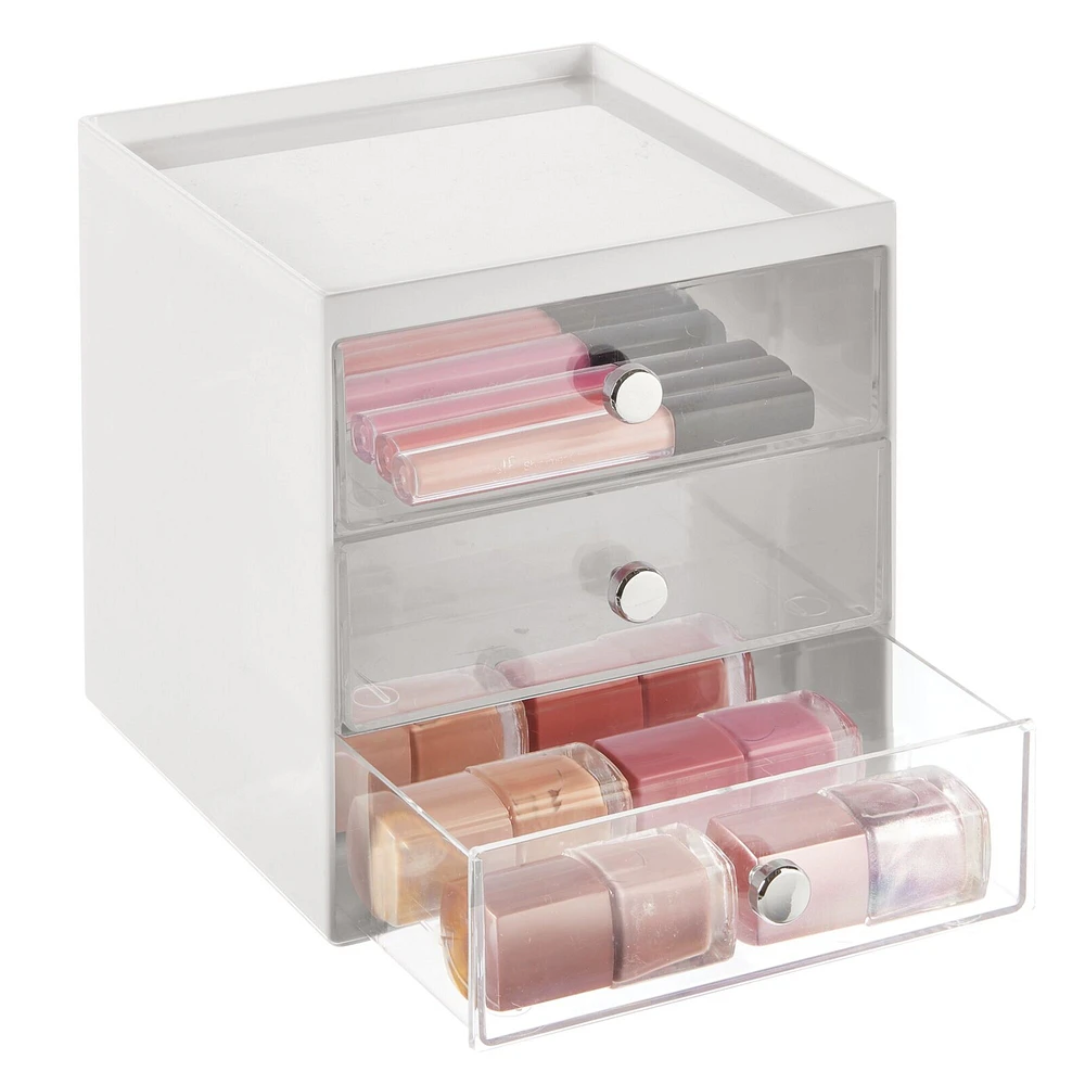 mDesign Large Plastic 3 Drawer Organizer for Makeup Storage