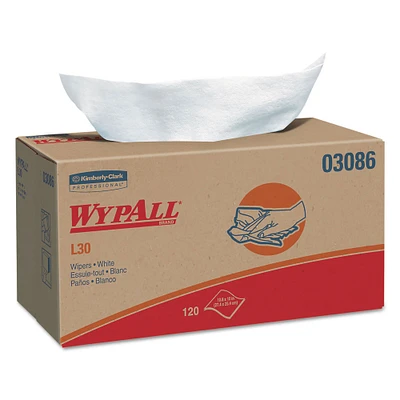 WypAll L30 Towels, POP-UP Box, 10 x 9 4/5, White, 120/Box, 10 Boxes/Carton
