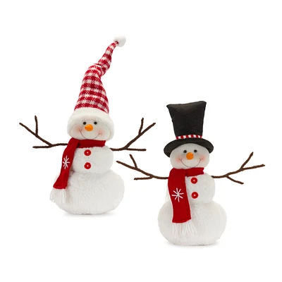 Melrose Set of 4 Snowman Christmas Tabletop Plush Figures 24"