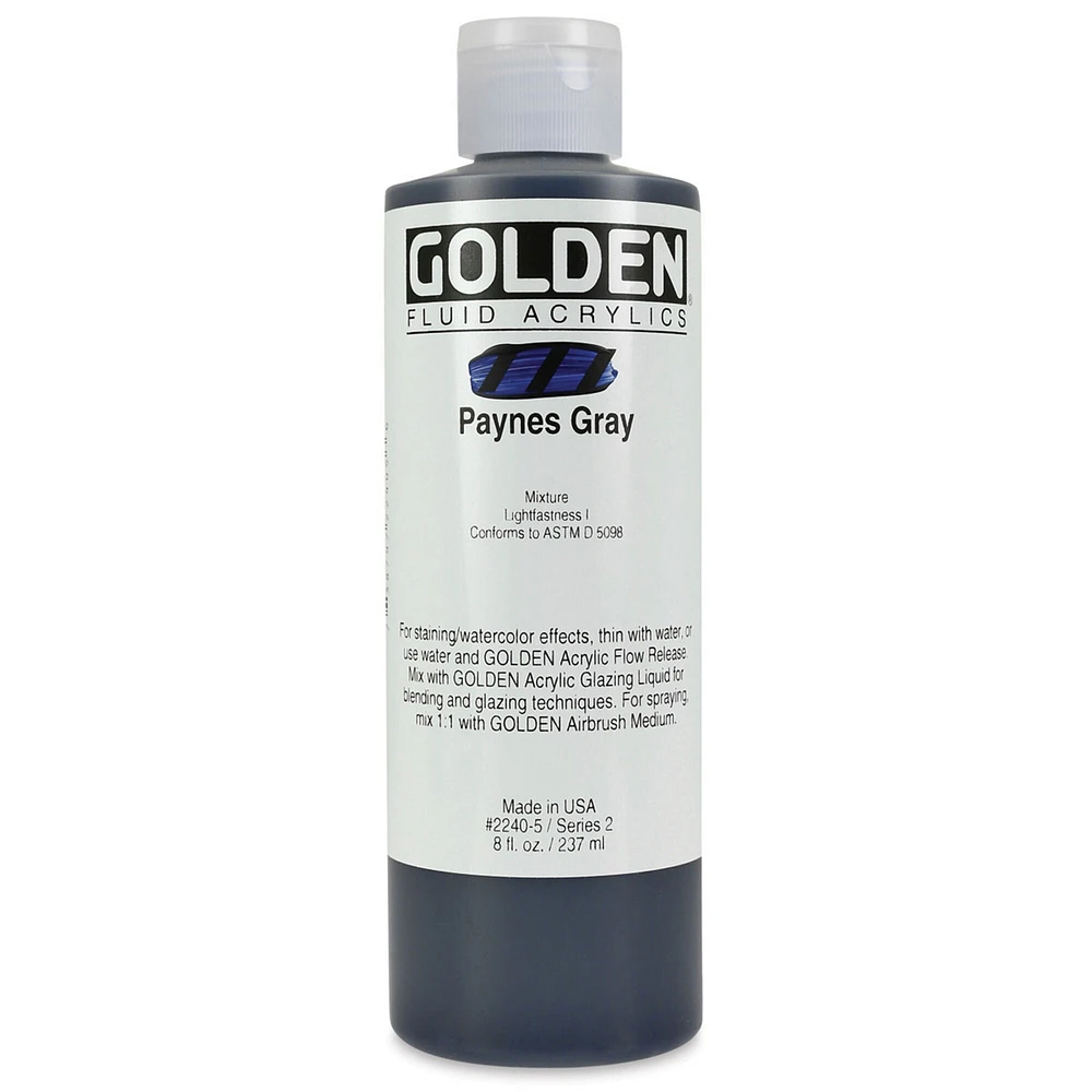 Golden Fluid Acrylics - Payne's Gray, 8 oz bottle