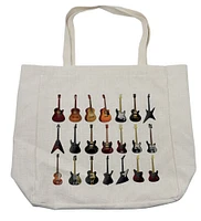 Ambesonne Music Shopping Bag, Instruments Pattern Classical and Bass Varieties of Guitars Rock and Jazz Music Theme, Eco-Friendly Reusable Bag for Groceries Beach and More, 15.5" X 14.5", Multicolor