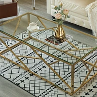 Decorative Rectangular Glass Top Metal Modern Coffee Table