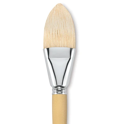 Escoda Clasico Chungking White Bristle Brush - Short Filbert, Long Handle, Size 32