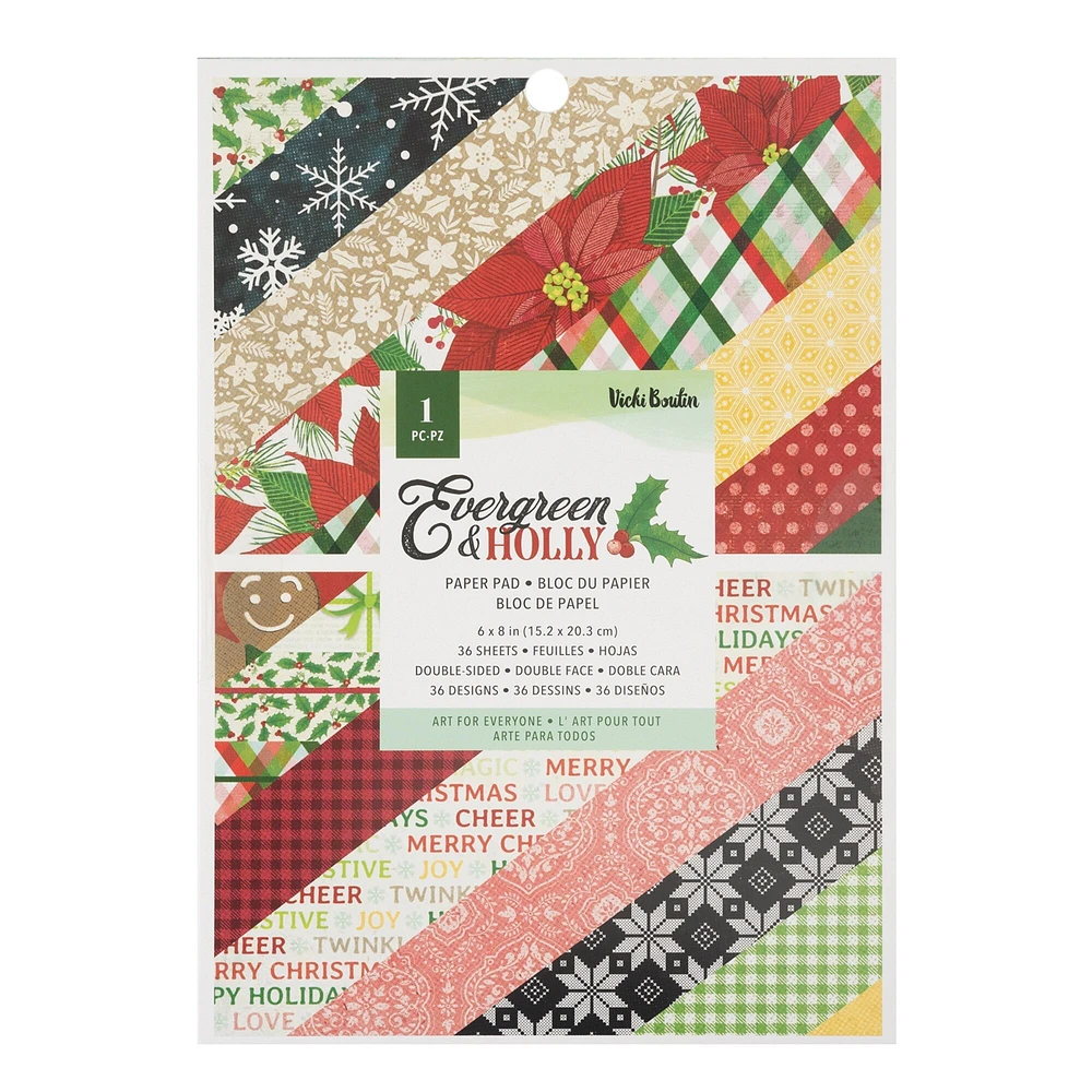 American Crafts Double-Sided Paper Pad 6"X8" 36/Pkg-Vicki Boutin Evergreen & Holly