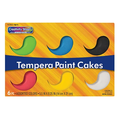 Tempera Cakes, 6 Assorted Colors, 1 Set