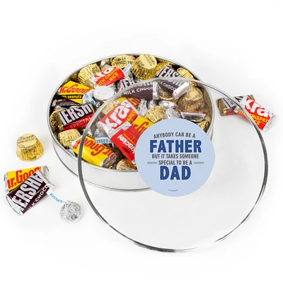 Father's Day Chocolate Gift Tin - Plastic Tin with Candy Hershey's Kisses, Hershey's Miniatures & Reese's Peanut Butter Cups By Just Candy